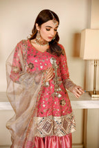 Coral Pink Angrakha with Gharara