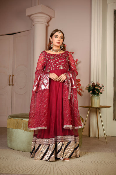 Maroon pishwaz